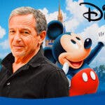 Bob Iger with Disneyland in background and Mickey Mouse.