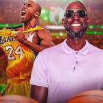 image idea: Kevin Garnett in regular clothes smiling/looking happy next to Kobe Bryant in a Lakers jersey (maybe this image for reference image.png) on a basketball court background
