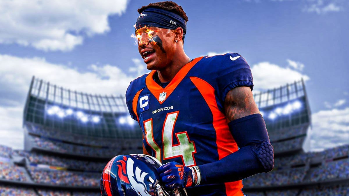 Courtland Sutton of the broncos looking hyped and with fire in his eyes