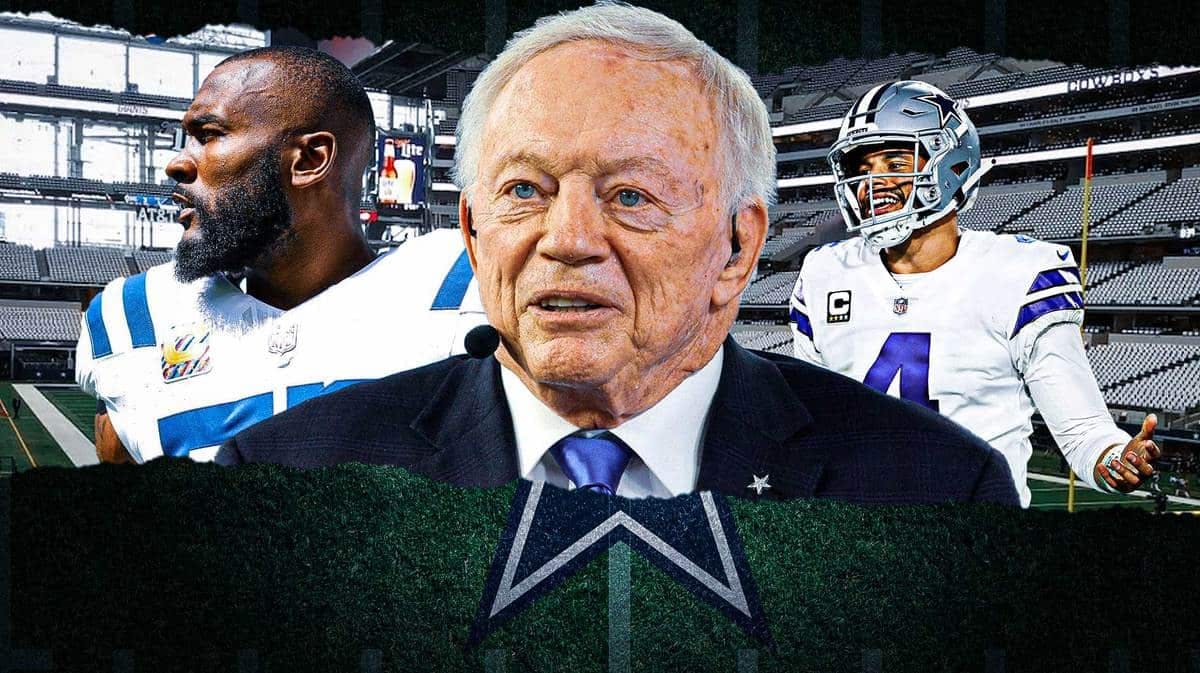 Cowboys Jerry Jones with Dak Prescott and Shaq Leonard after getting waived by the Colts