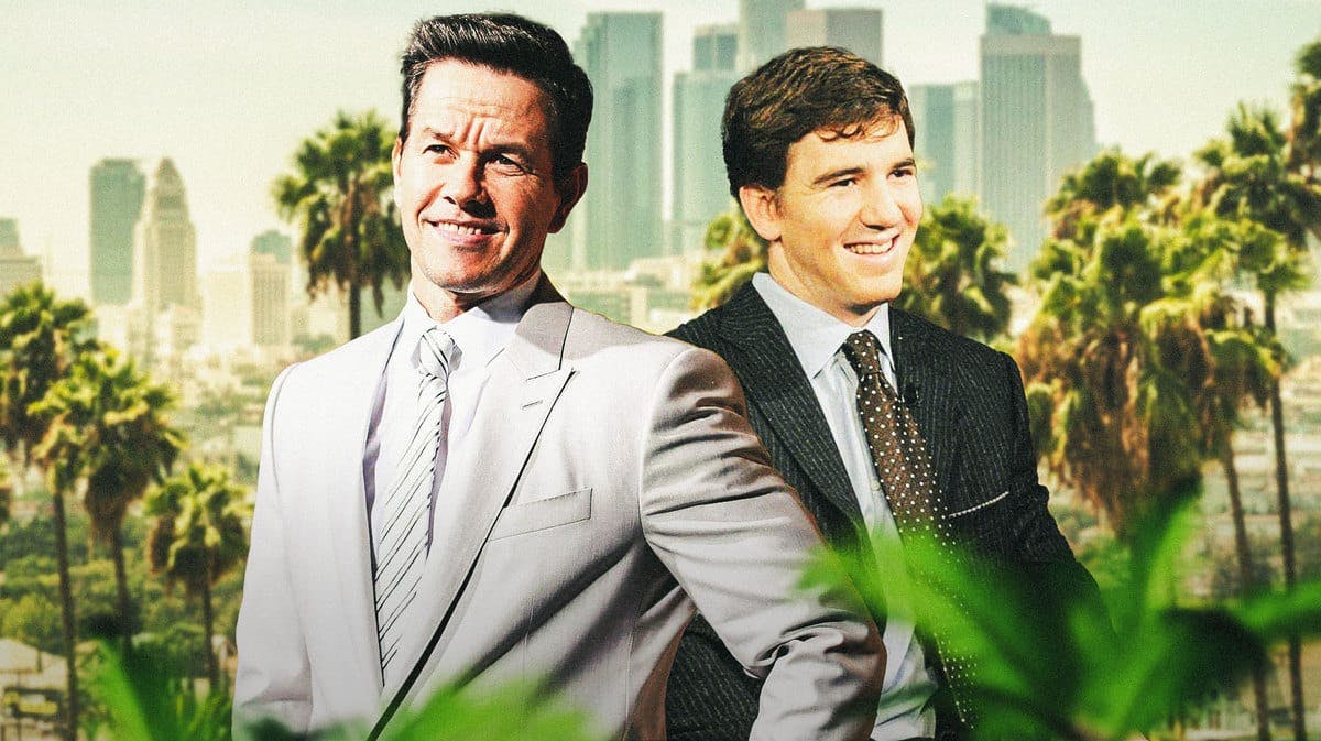 Eli Manning and Mark Wahlberg