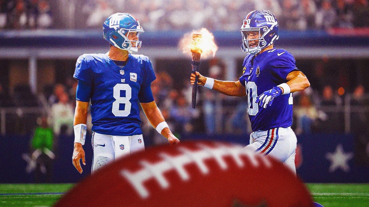 Former New York Giants QB Eli Manning passing the torch to current Giants QB Daniel Jones