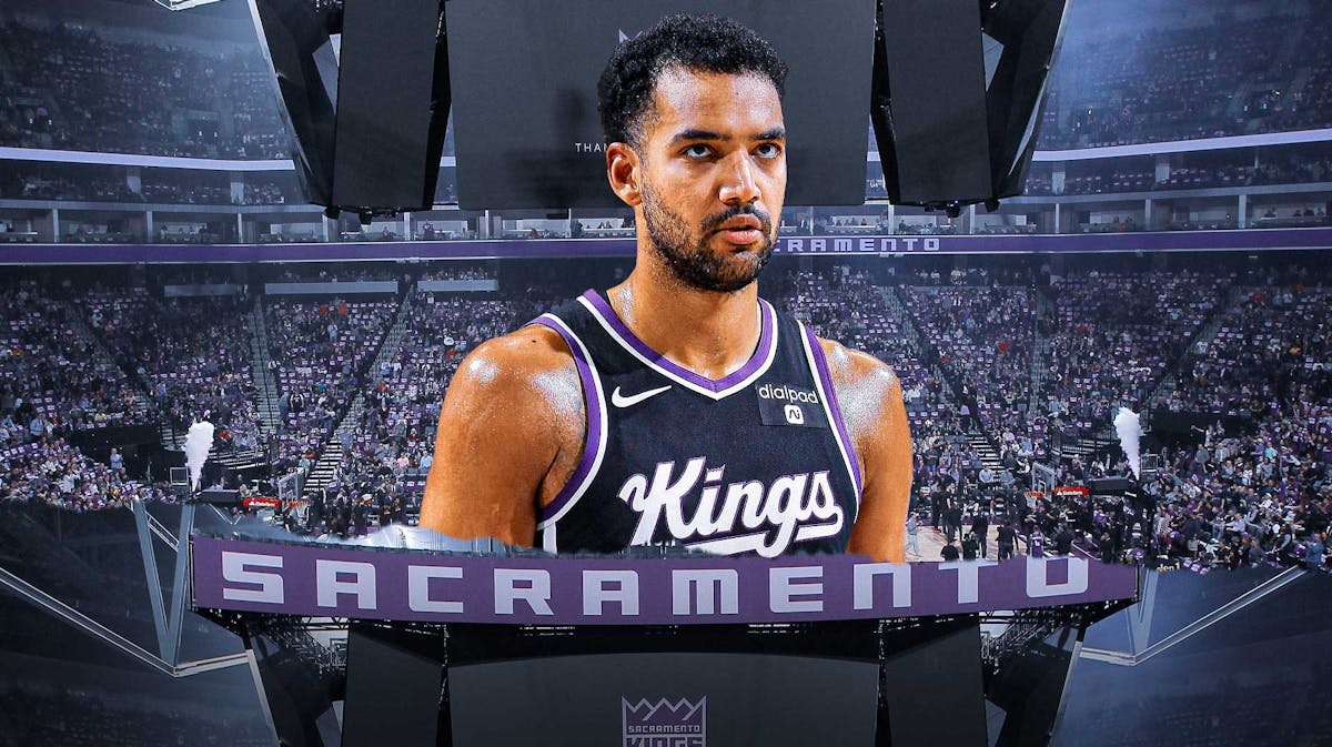 Trey Lyles with the Kings arena in the background injury