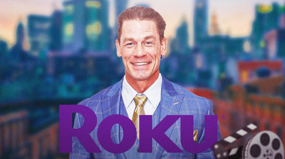 John Cena with a Roku logo.