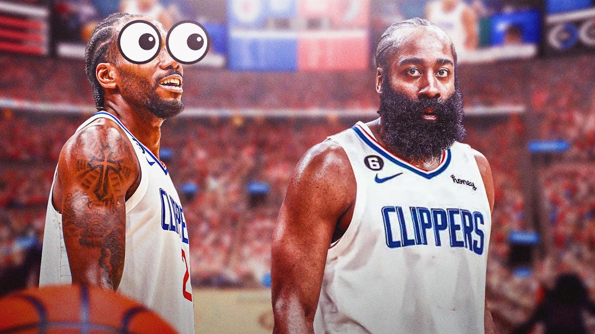James Harden in a Clippers uniform. Kawhi Leonard with eyes popping out.