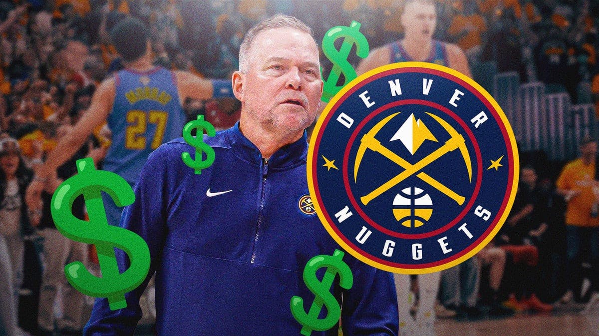 Denver Nuggets head coach Michael Malone with money symbols around him