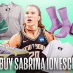 Sabrin Ionescu surrounded by her signature Nike gear on a green background.