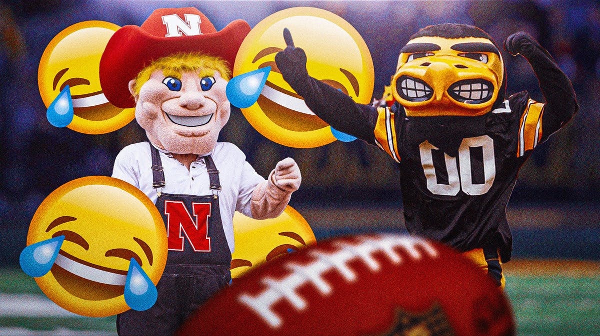 The Nebraska mascot and the Iowa mascot
