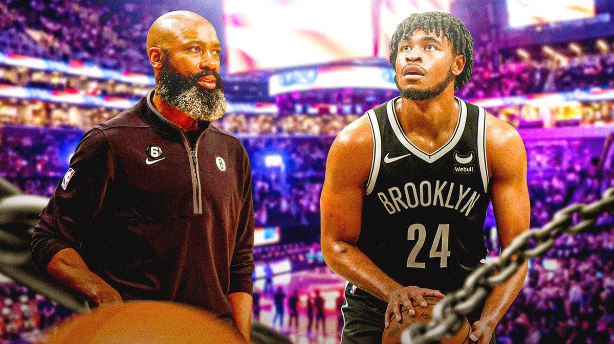 Nets HC jacquez Vaugh and Cam Thomas ahead of the NBA In-Season Tournament.