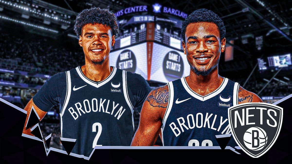Nic Claxton and Cam Johnson of the Nets smiling