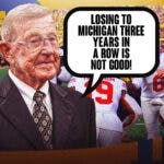 Former Notre Dame head coach Lou Holtz, saying "Losing to Michigan Three years in a row is not good."