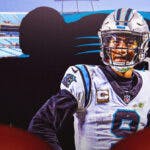 Panthers QB Bryce Young next to a silhouette