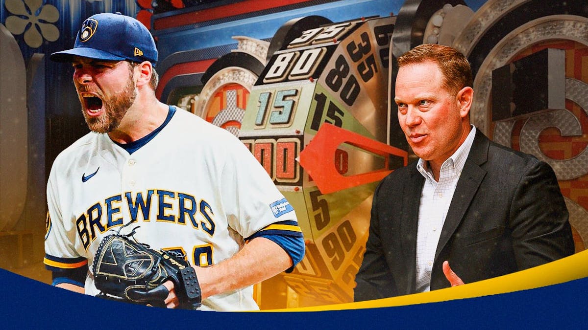 Corbin Burnes and Brewers GM Matt Arnold playing The Price is Right