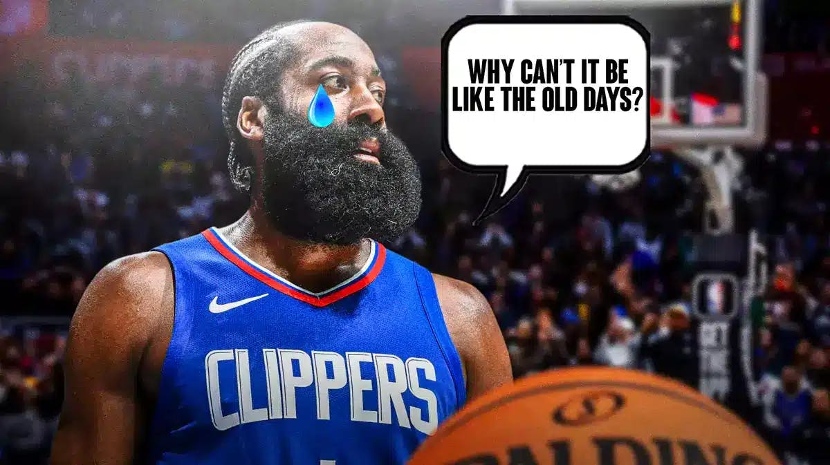 James Harden with tears saying, "Why can't it be like the old days?"