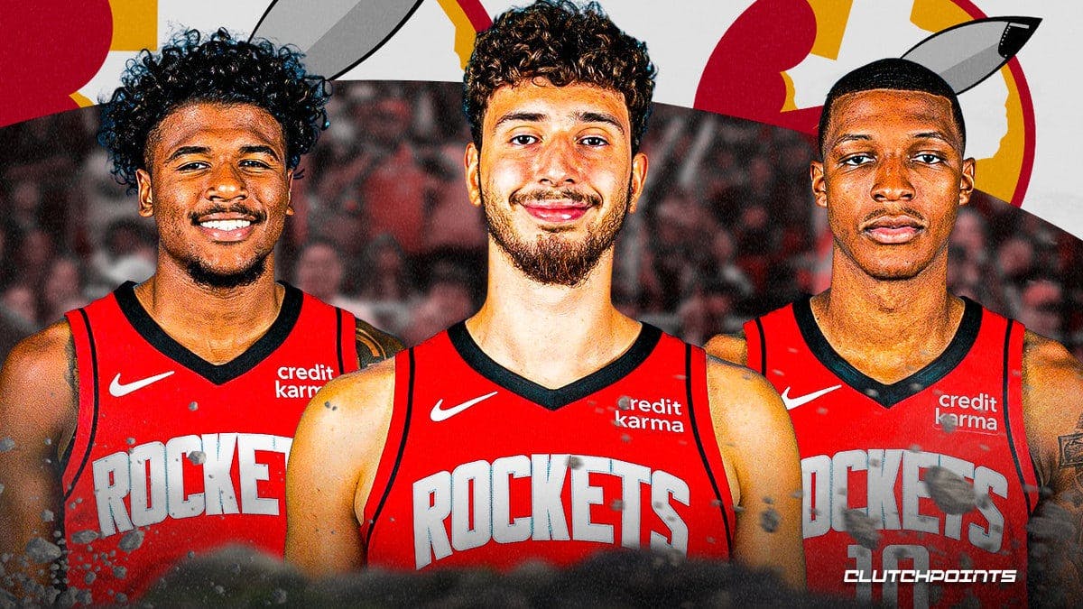 Rockets' Jalen Green, Jabari Smith Jr. and Alperen Sengun smiling