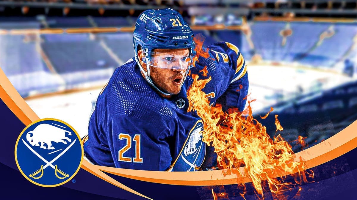 Buffalo Sabres captain Kyle Okposo breathing fire at the KeyBank Center after a brutal loss to the Flyers.