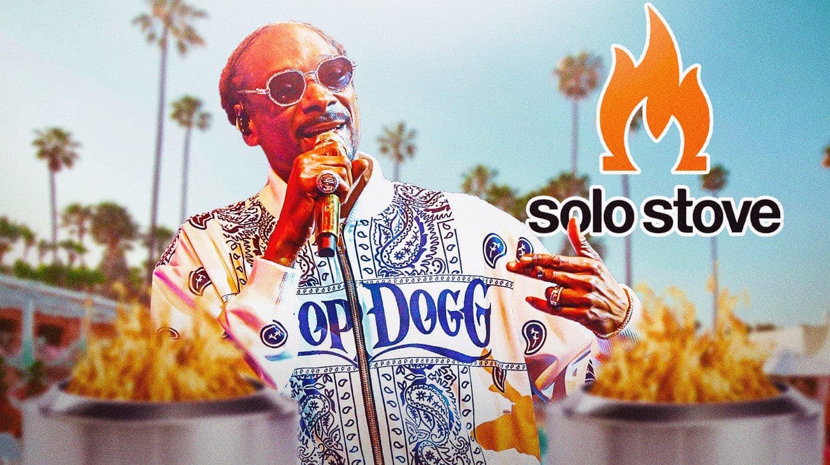 Snoop Dog next to Solo Stove logo and stove.