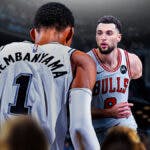 Zach LaVine of the Bulls and Victore Wembanyama of the Spurs