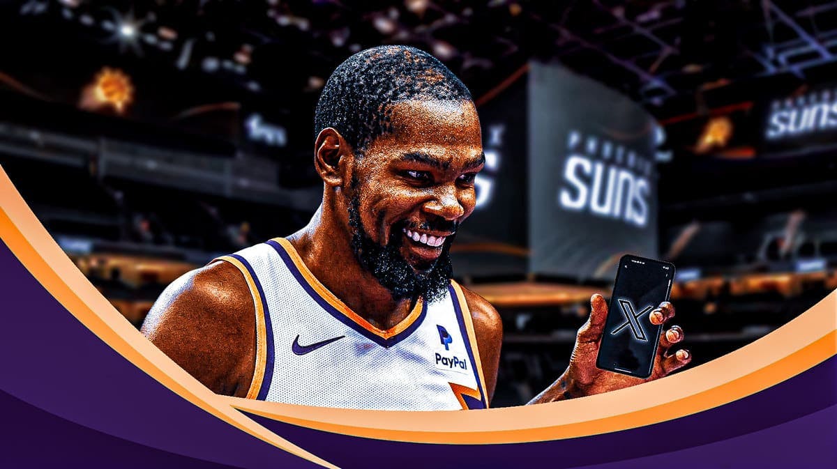 Kevin Durant with X on his phone