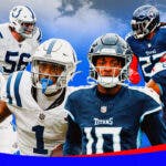 Indianapolis Colts Josh Downs, Gardner Minshew, and Quenton Nelson VS. Tennessee Titans DeAndre Hopkins, Jeffrey Simmons, and Derrick Henry