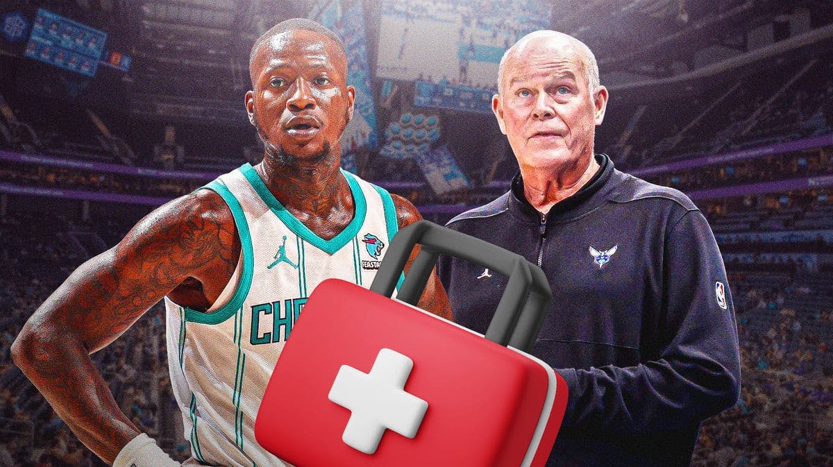 Hornets' Terry Rozier and Steve Clifford with a first aid kit amid groin injury