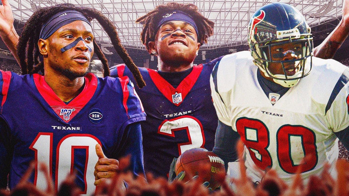 Photo: Tank Dell in Houston Texans uniform with DeAndre Hopkins and Andre Johnson in Texans jerseys