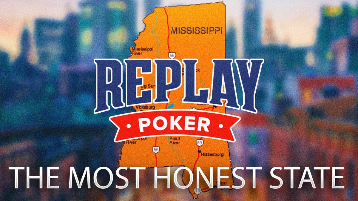 The state of Mississippi with the Replay Poker logo and the caption 'The Most Honest State'