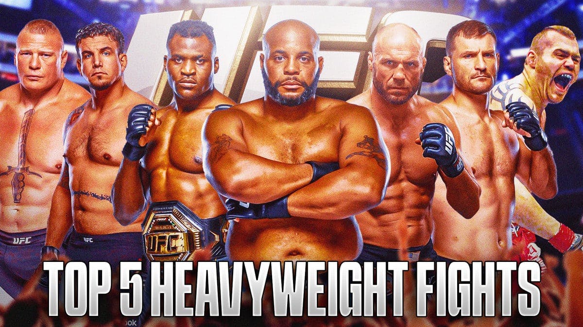 Ahead of the interim heavyweight title fight at UFC 295, we rank the top 5 fights in the history of the UFC's heavyweight division.