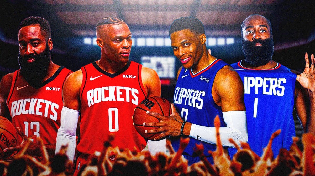 James Harden, Russell Westbrook in Rockets and Clippers jerseys