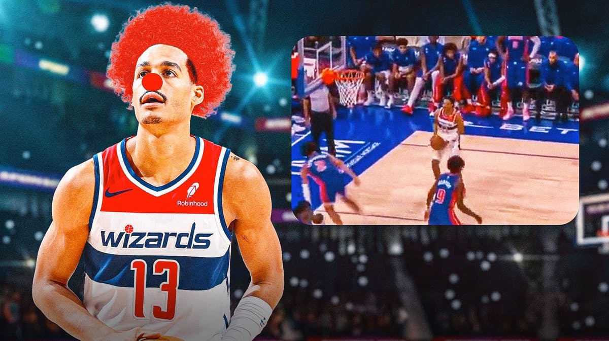 Jordan Poole of the Wizards with clown hair