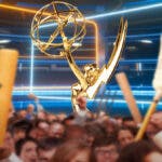 An Emmy Award with an angry crowd.