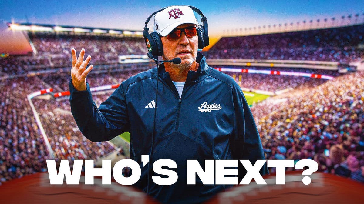 Fired Jimbo Fisher from Texas A&M football, with the question asking, Who's Next in for college football head coaches to be fired