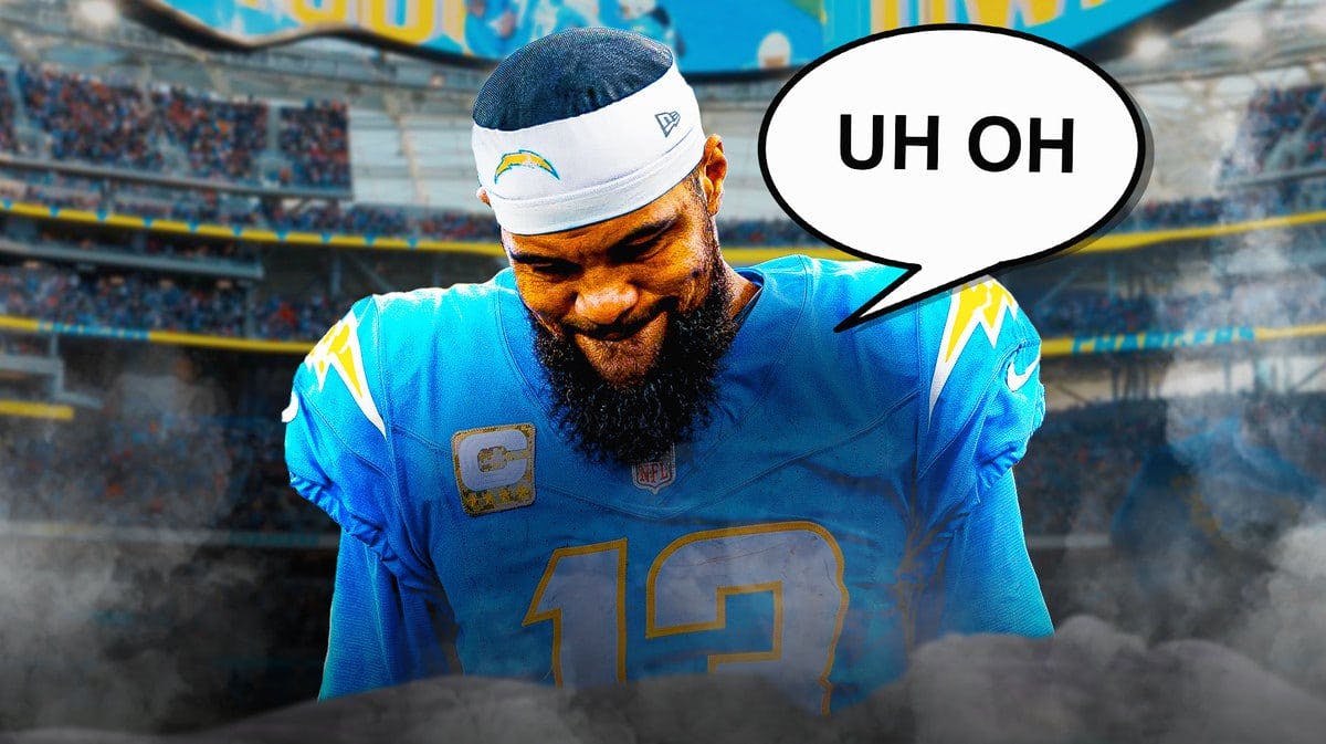 LA Chargers Keenan Allen and speech bubble “Uh Oh”