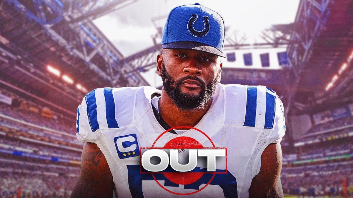 Shaq Leonard (Colts) with “OUT” stamped over him