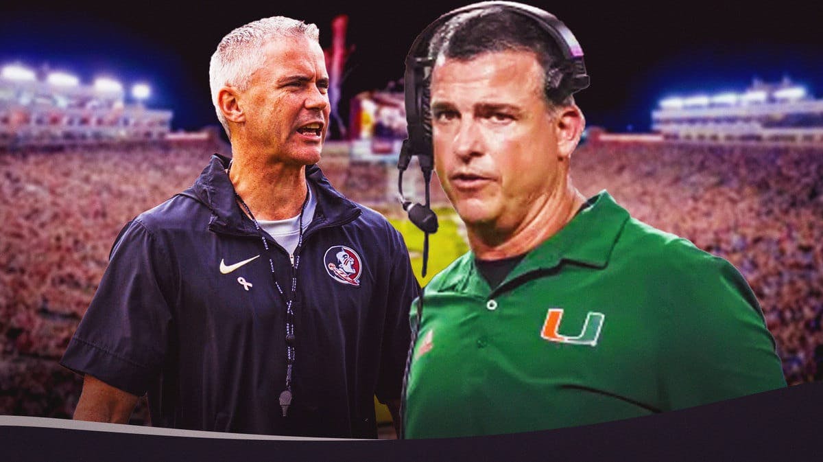Florida State football head coach Mike Norvell versus Miami (FL) football head coach Mario Cristobal