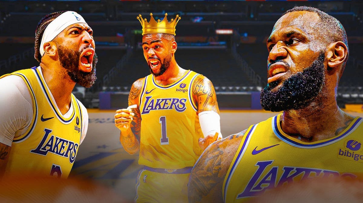 Lakers DAngelo Russell with LeBron James and Anthony Davis after win over Pistons