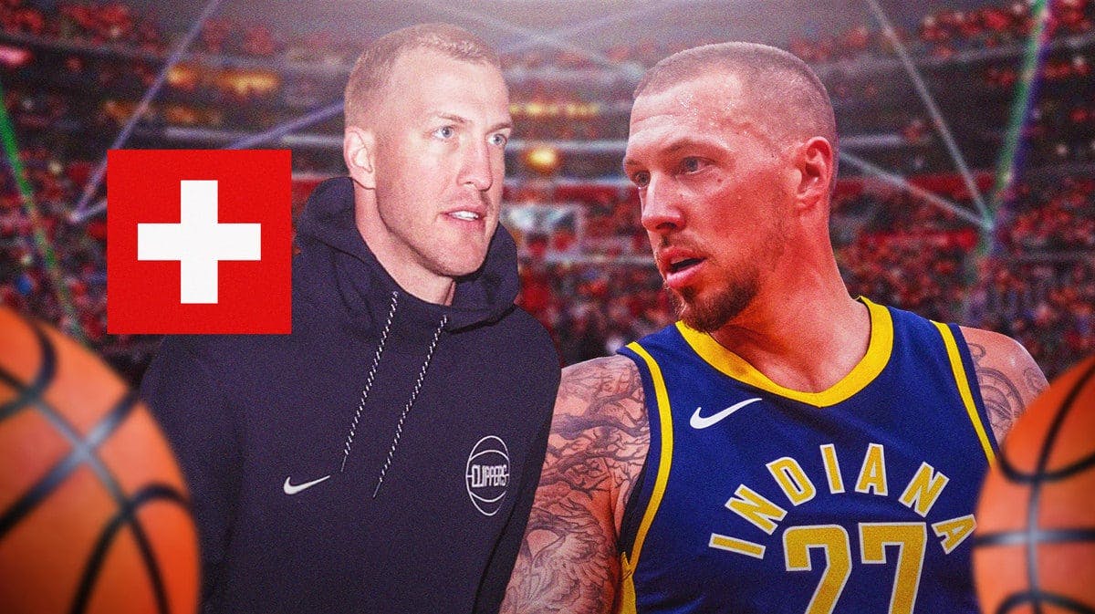 Clippers' Mason Plumlee next to Pacers' Daniel Theis