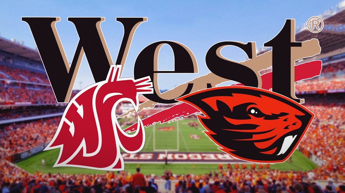 Oregon State, Washington State, Beavers, Cougars, Mountain West, Oregon State and Washington State logos with Mountain West logo in the background
