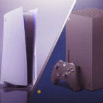 PlayStation 5 and Xbox Series X/S divided by a split screen