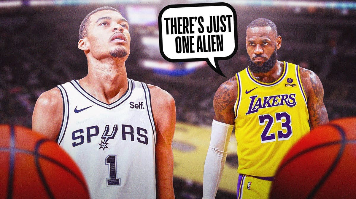 Lakers' LeBron James calling Spurs' Victor Wembanyama an alien.