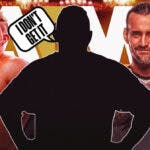 The blacked out silhouette of Road Dogg with a text bubble reading “I don’t get it” with CM Punk on his right and Orange Cassidy on his left with the AEW logo as the background.