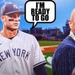 Brian Cashman with eyeball emojis looking at Anthony Rizzo saying “I’m ready to go”
