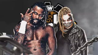 Swerve Strickland next to The Fiend with the 2023 AEW Full Gear logo as the background.