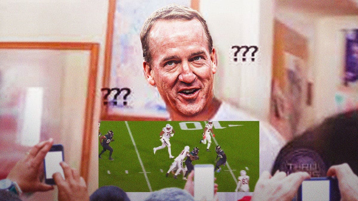 Peyton Manning as the Nick Young meme (keep the question marks, screenshot of Bengals INT