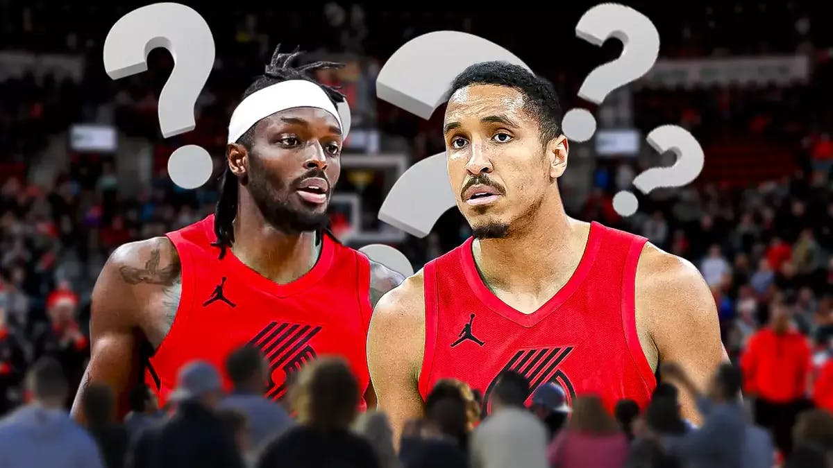 Blazers' Malcolm Brogdon and Jerami Grant with several question marks above their heads