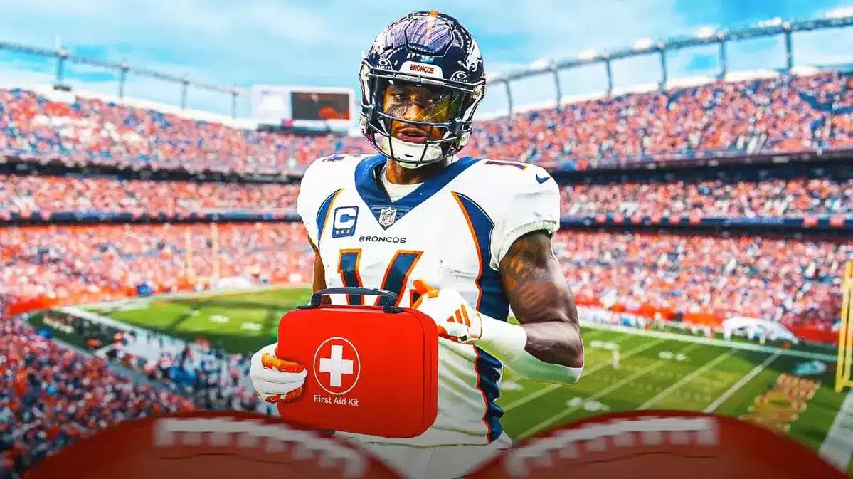 Broncos' Courtland Sutton with first-aid kit