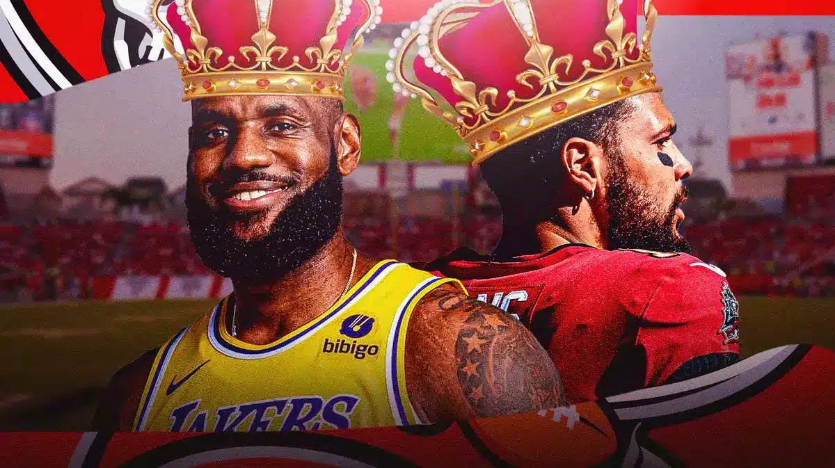 Buccaneers Mike Evans with Lakers LeBron James after win over Jaguars