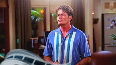 Charlie Sheen on set of Two and a Half Men.