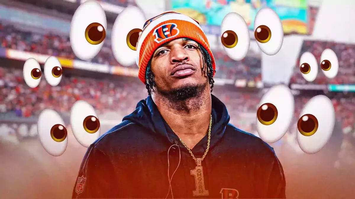 Ja’Marr Chase with eyeball emojis around him