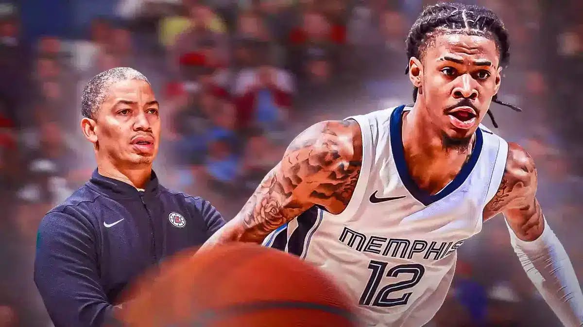 Photo: Ty Lue coaching looking at Ja Morant in action in Clippers jersey